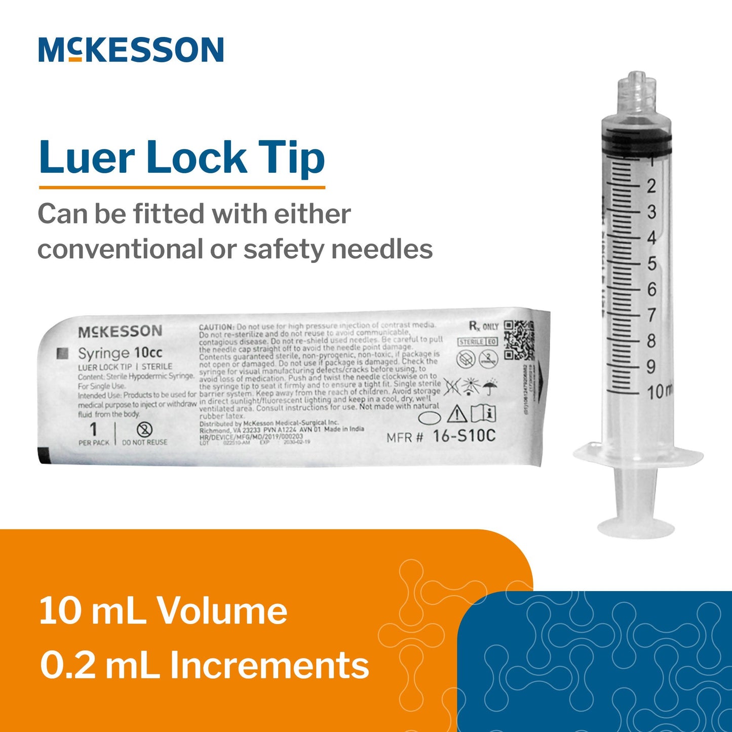 General Purpose Syringe McKesson 10 mL Luer Lock Tip Without Safety