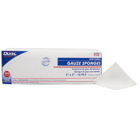 Dukal 3124 Gauze Sponge, 3 x 3 Inch, 12-Ply