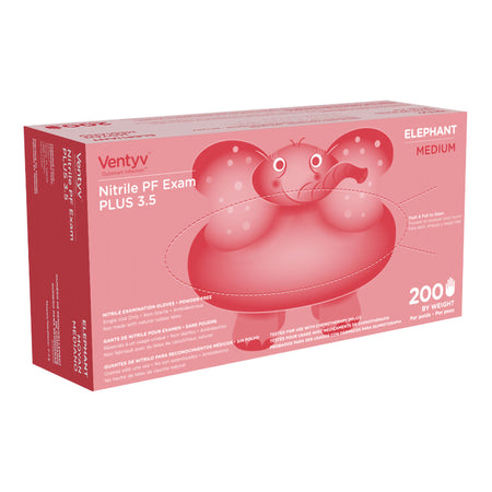 Ventyv 10335101 Plus 3.5 Elephant Nitrile Exam Glove, Medium, Violet