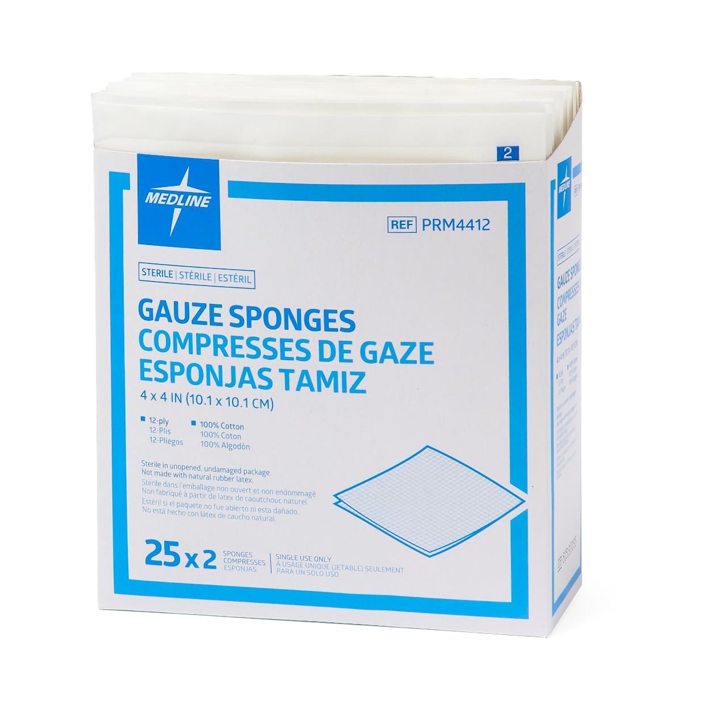 Medline Sterile Gauze Sponge, 4 x 4 Inch, 12-Ply