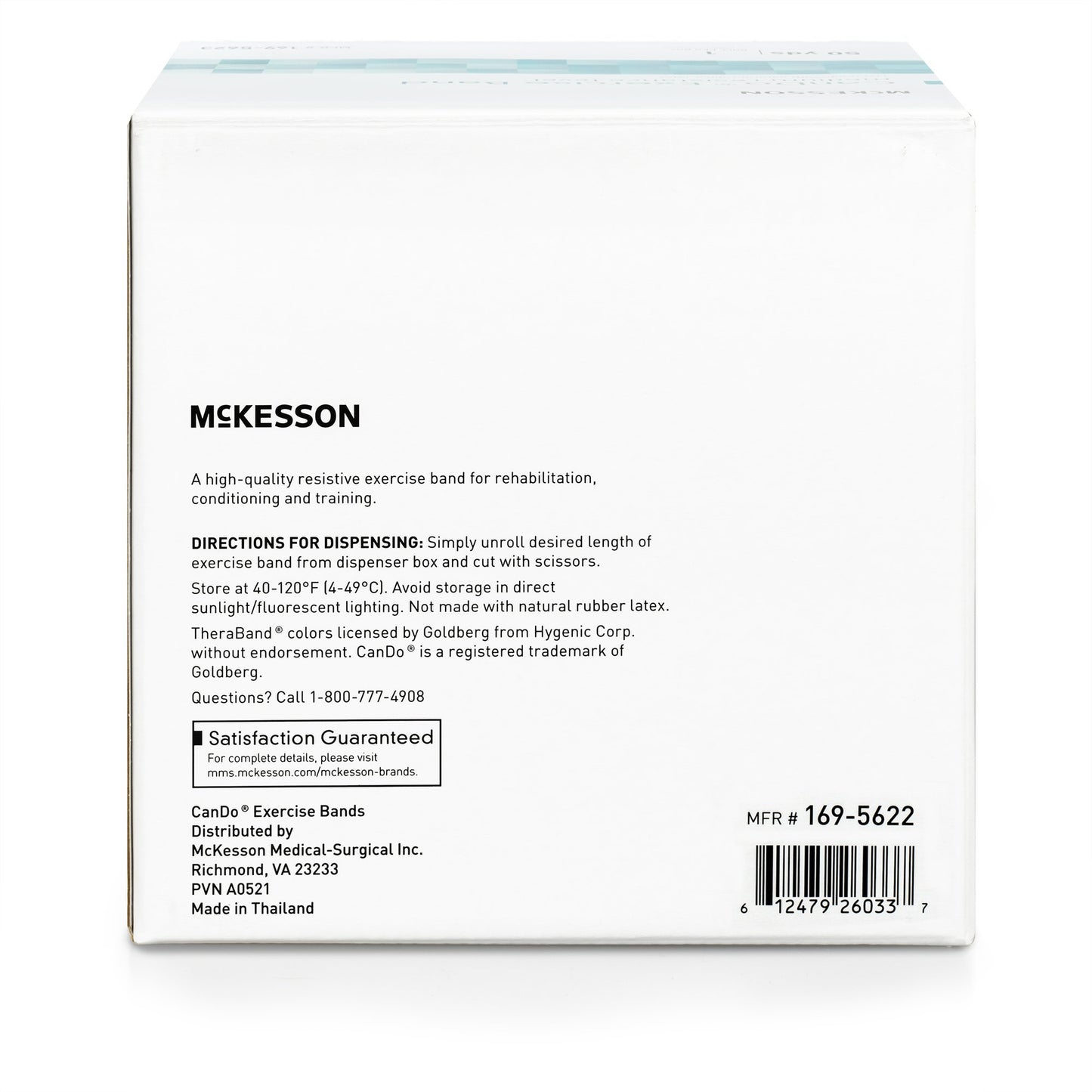 McKesson CanDo® Exercise Light Resistance Band, Red, 5 Inch x 50 Yard