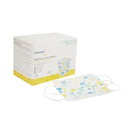 McKesson 16-1000 Pediatric Procedure Mask, Blue and Yellow Polka Dot