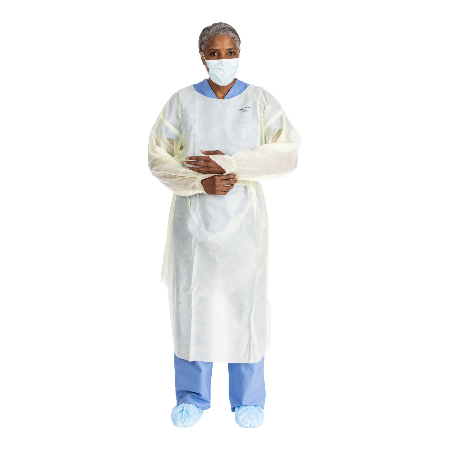 Protective Procedure Gown Halyard Basics 2X-Large Yellow NonSterile AAMI Level 2 Disposable