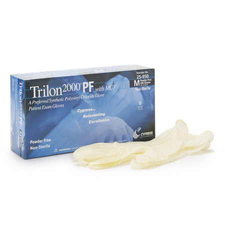 McKesson 25-950 Trilon 2000 PF with MC3 Stretch Vinyl Exam Glove, Medium, Ivory