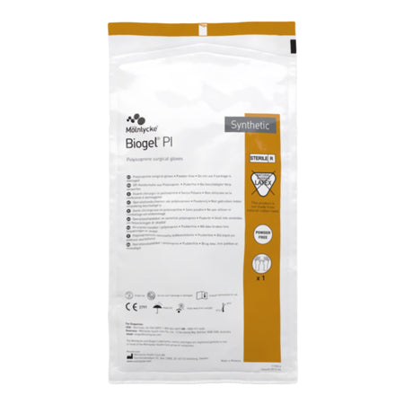 Molnlycke 40870 Biogel PI Polyisoprene Surgical Glove, Size 7, Straw Color