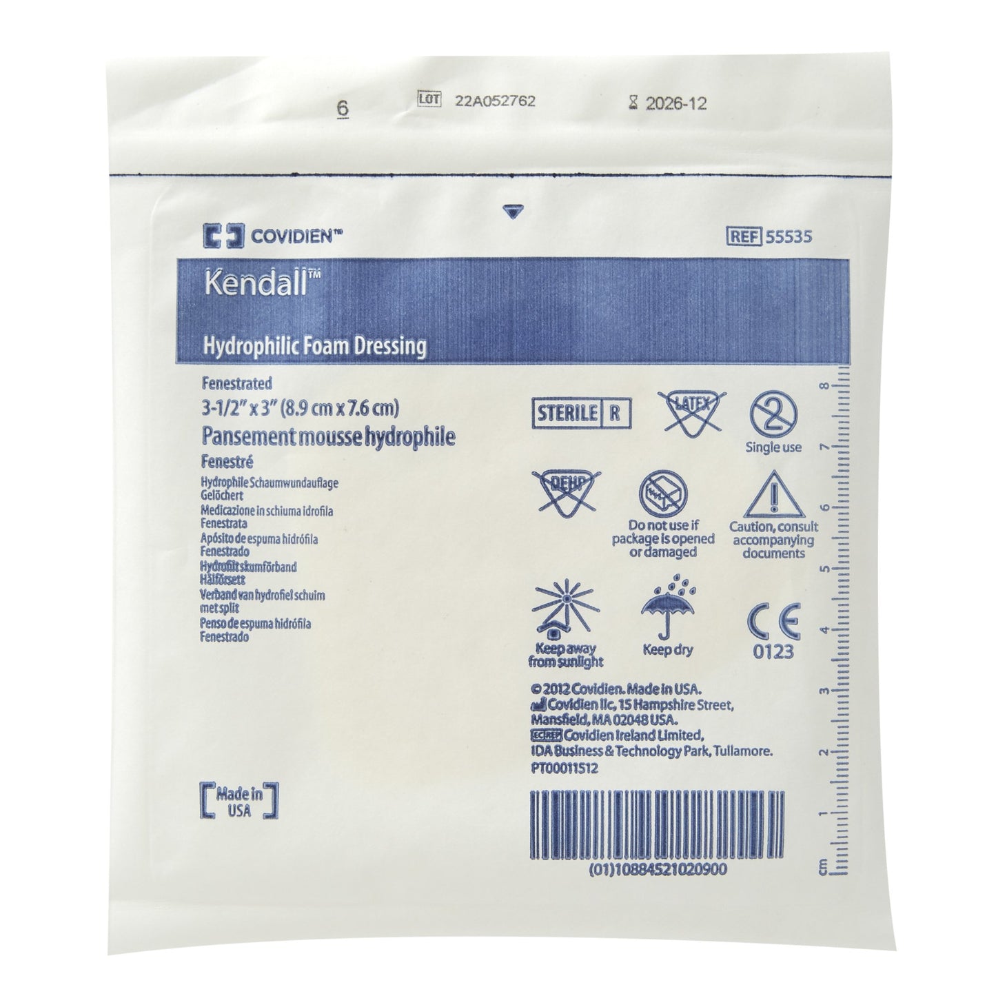 Kendall™ Nonadhesive without Border Foam Dressing, 3½ x 3 Inch Fenestrated