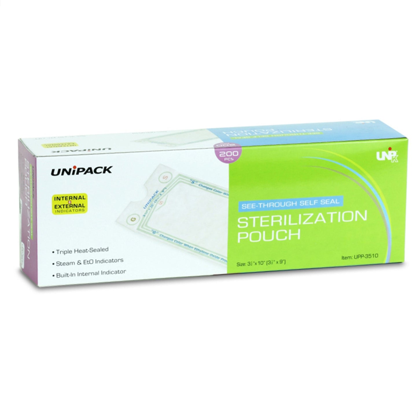 Sterilization Pouch UniPack Ethylene Oxide (EO) Gas / Steam 10 X 15 Inch Self Seal Paper / Film