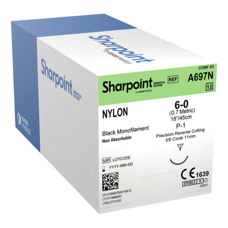 Surgical Specialties A697N Nylon, Precision Reverse Cutting Needle, Monofilament
