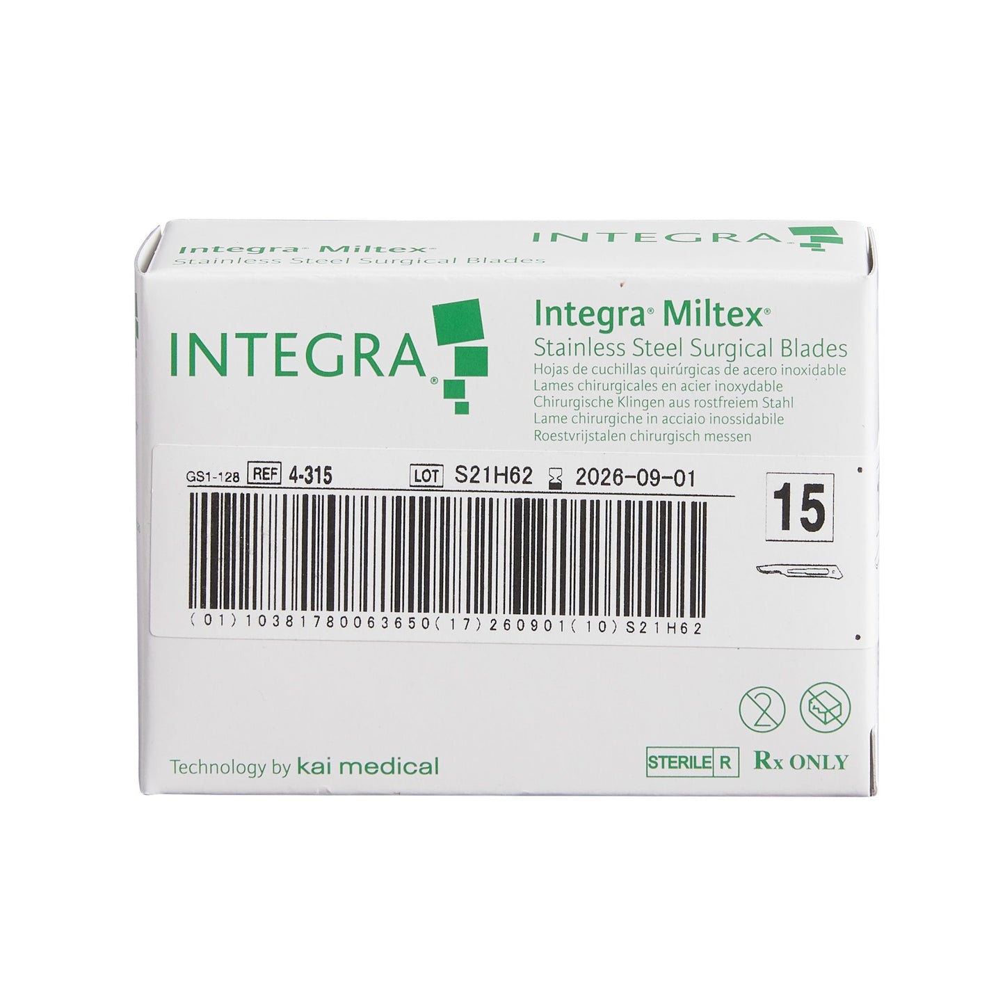 Miltex® Stainless Steel Surgical Blade, Size 15