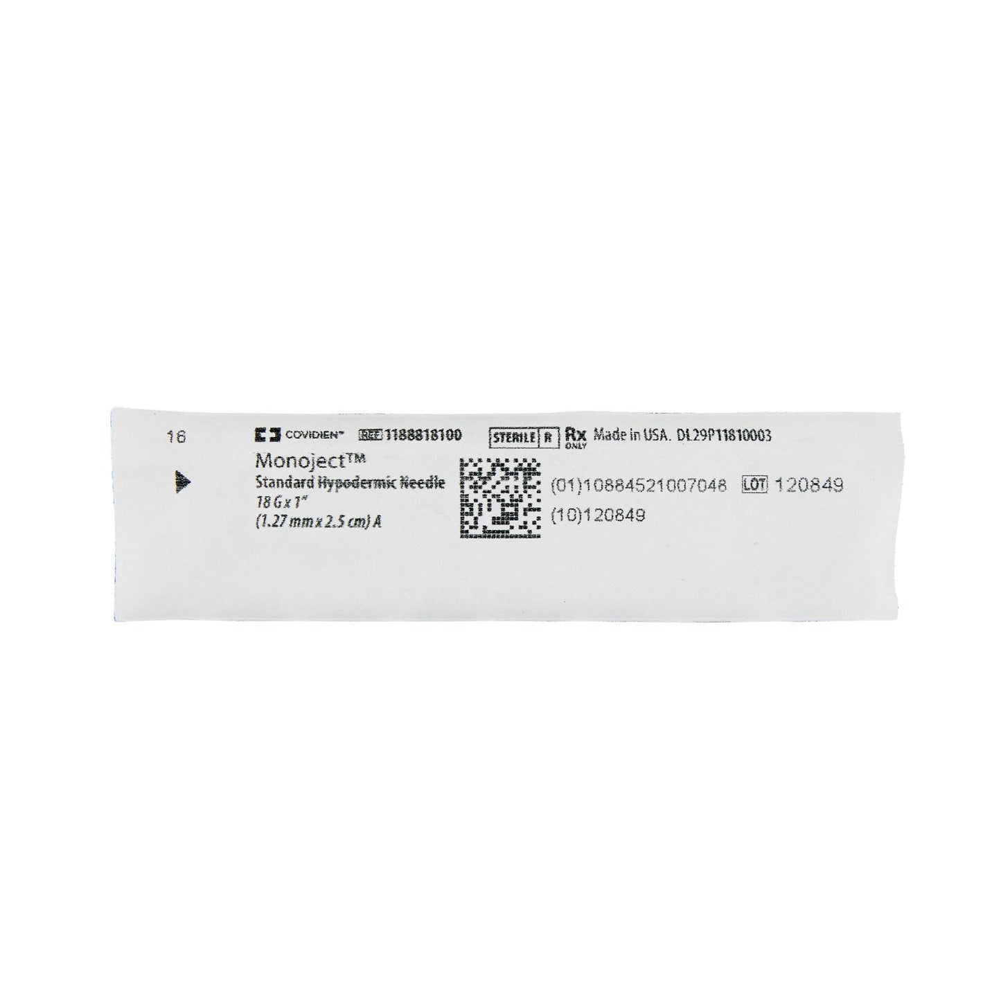 Monoject™ SoftPack Hypodermic Needle, 18 Gauge, 1 Inch Length