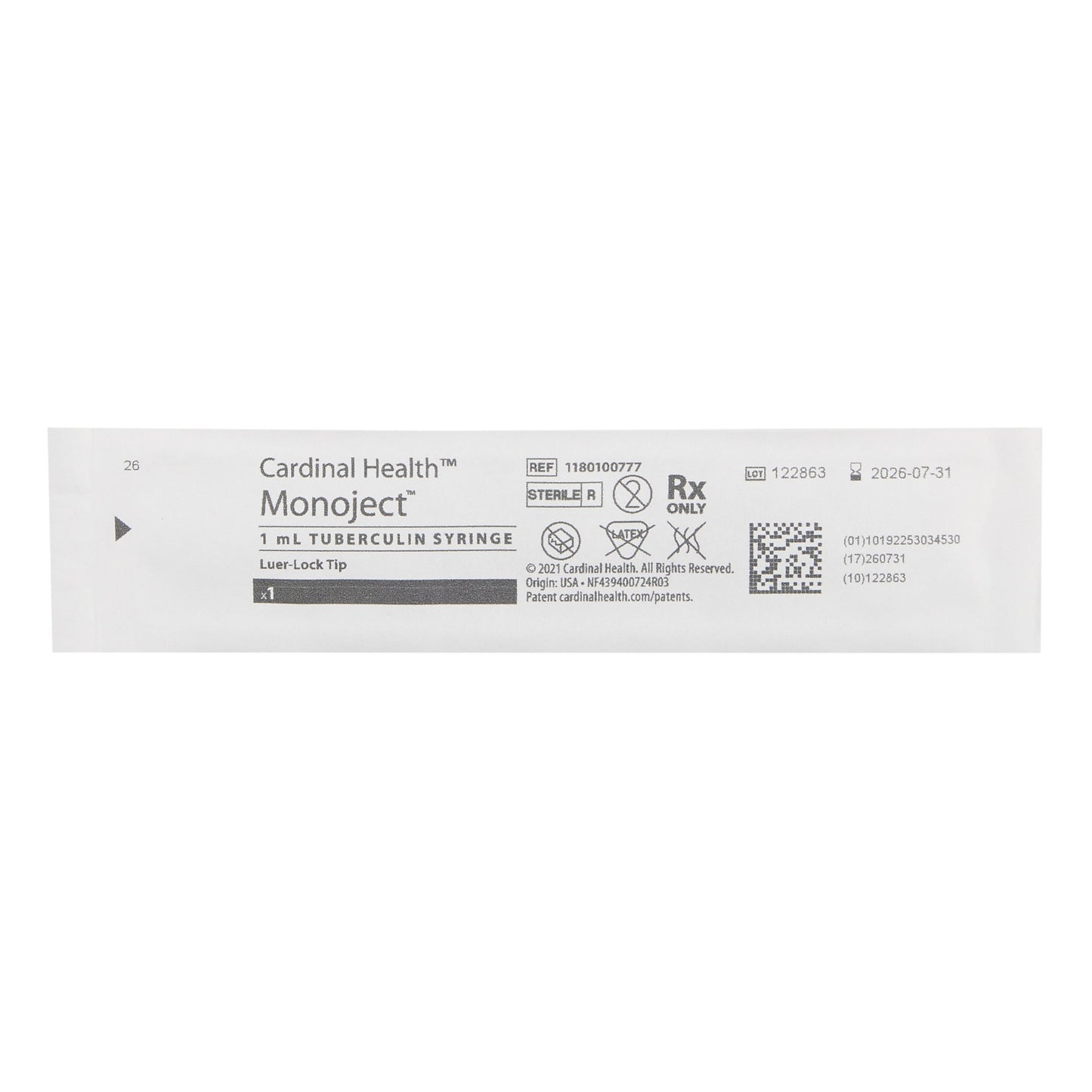 Monoject™ Tuberculin Syringe, 1 mL