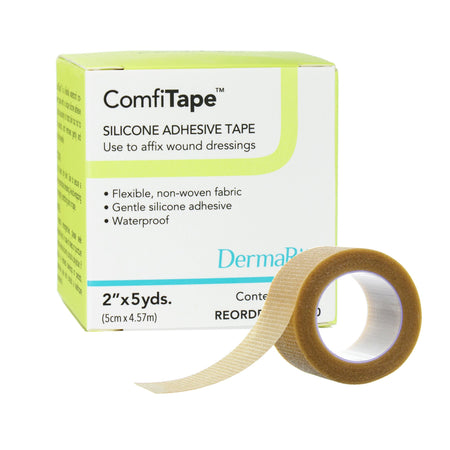 DermaRite 69250 ComfiTape Silicone Medical Tape, 2 Inch x 5 Yard, Tan