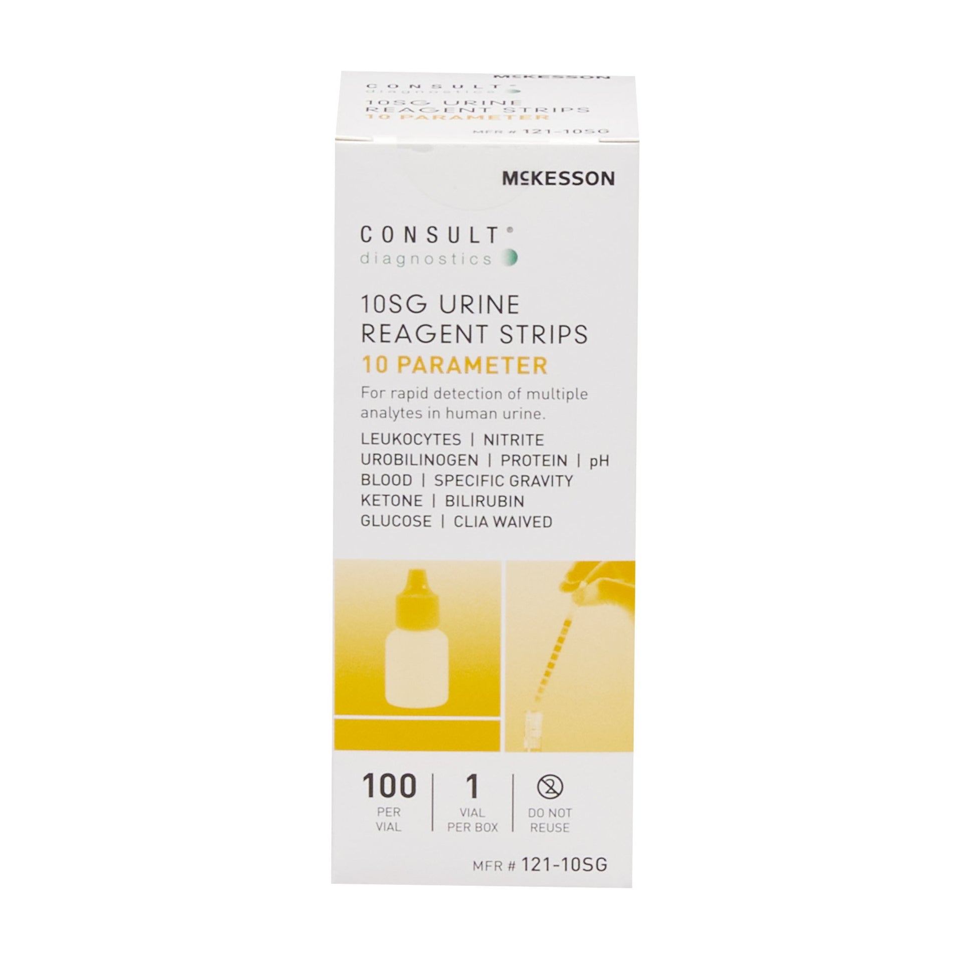 In stock McKesson 121-10SG Consult 10SG urinalysis test strips ready for immediate local dispatch from Lexicon Medical Supply in Tucson, AZ.