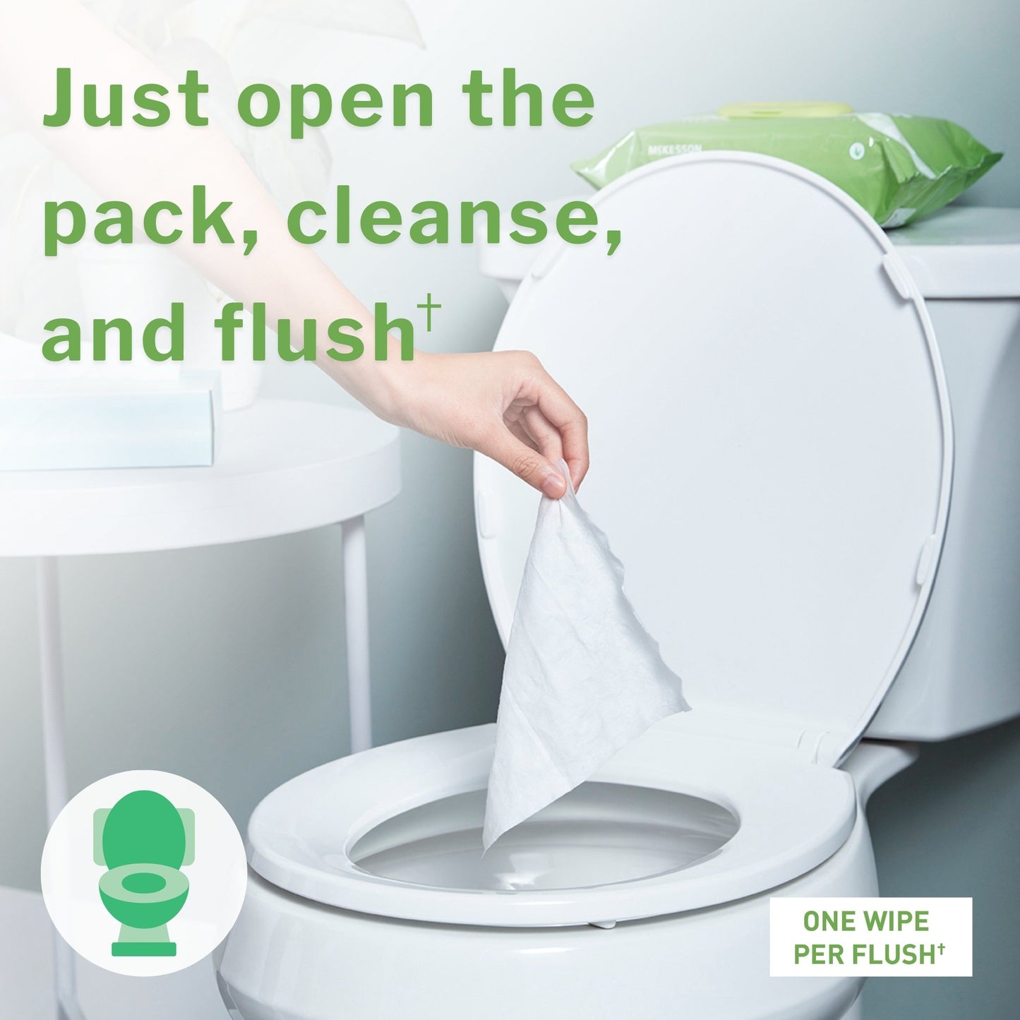 McKesson Flushable* Wet Wipes - Unscented, 48 Wet Wipes per Pack