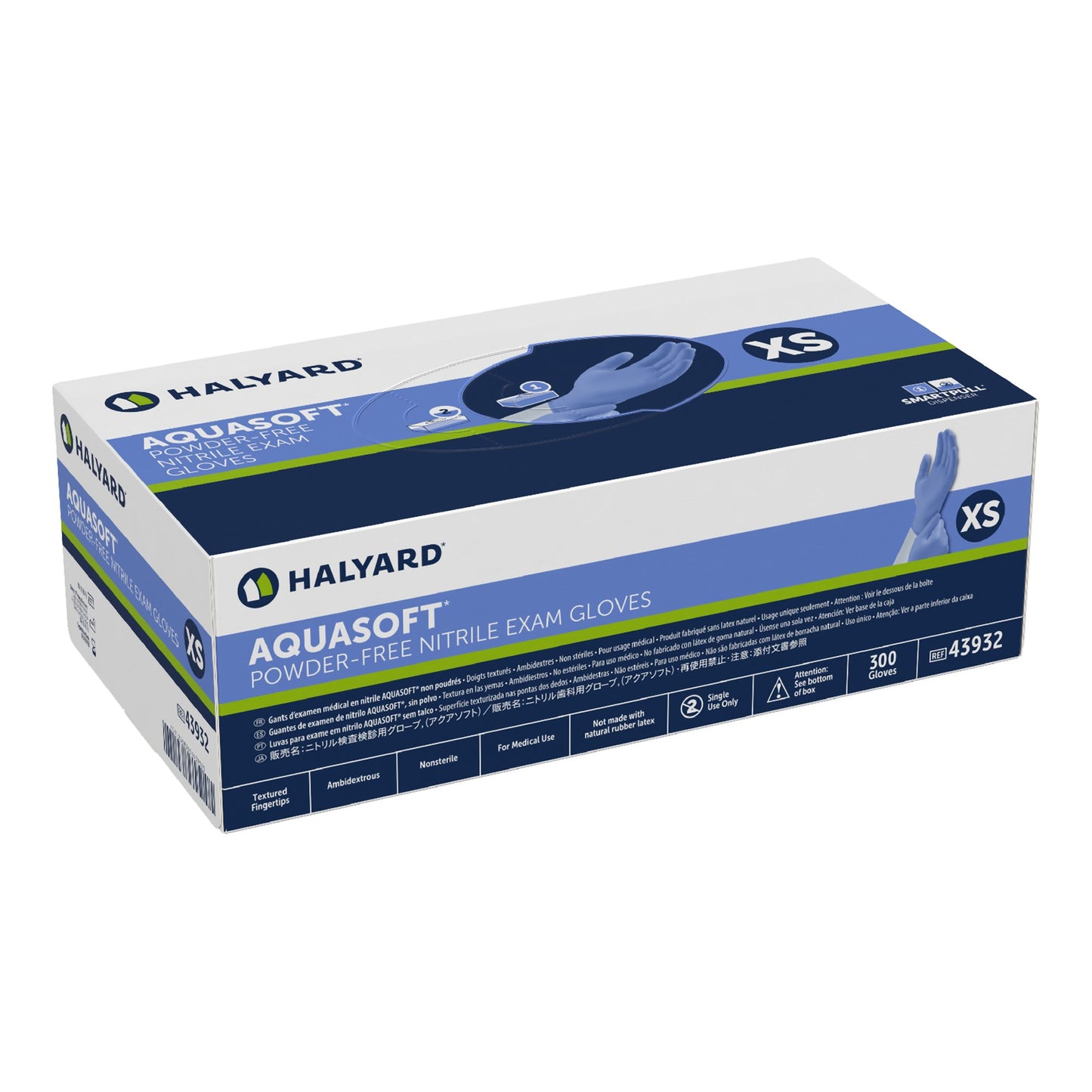Halyard Aquasoft® Nitrile Exam Glove, Extra Small, Blue
