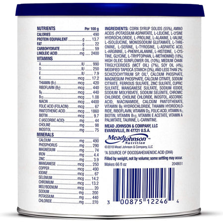 Mead Johnson 178701 PurAmino Jr Pediatric Hypoallergenic Formula, 14.1 oz Can