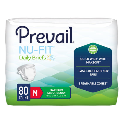 Incontinence Brief Prevail® Nu-Fit® Adult Medium Unisex Disposable Heavy Absorbency