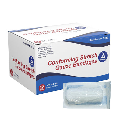 Dynarex 3113 Sterile Conforming Bandage, 3 Inch x 4-1/10 Yard