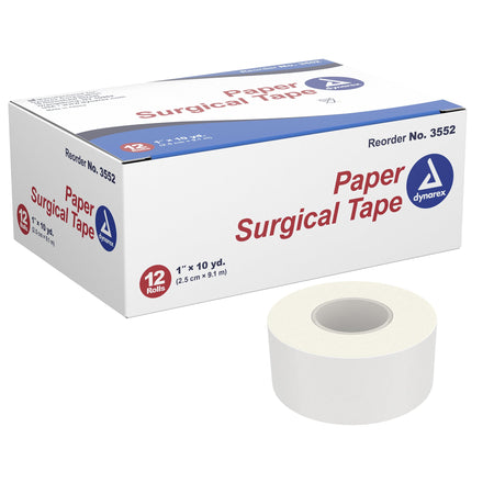 Dynarex 3552 Paper Medical Tape, 1 Inch x 10 Yard, White