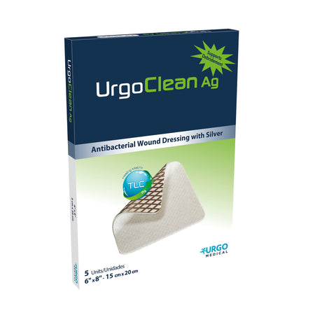 Urgo Medical 603073 UrgoClean Ag Silver Dressing, 5 Count, 6 x 8 Inch, White