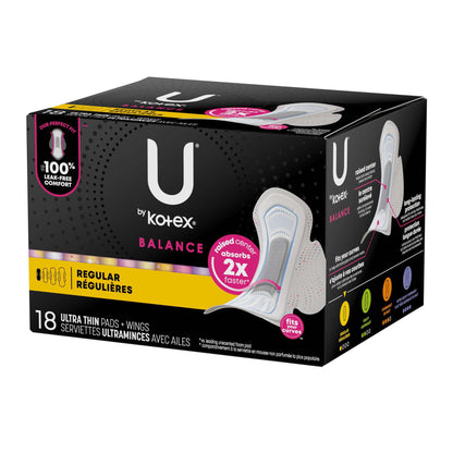 U by Kotex® Balance Ultra Thin Charcoal Pads with Wings, Regular