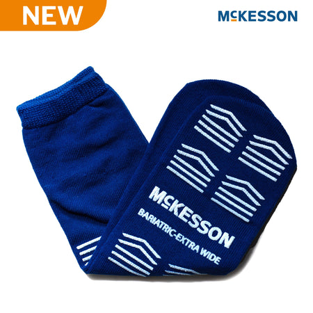 McKesson 16-BXW-SCE4 Slipper Socks Unisex Adult Bariatric / X-Wide Double Tread Single Patient Use Royal Blue