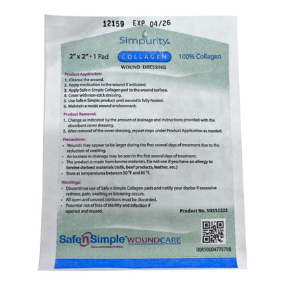 Collagen Dressing Simpurity™ 2 X 2 Inch Square Sterile