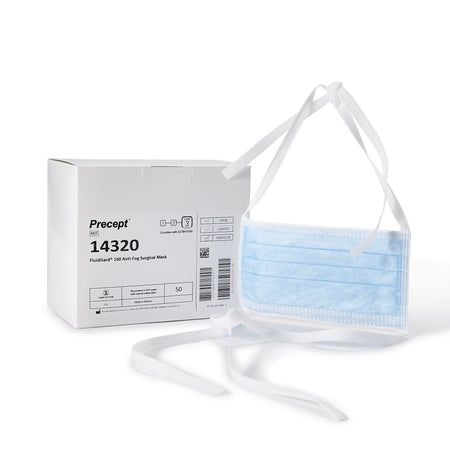 Aspen Surgical Products 1175042 Surgical Mask Precept FluidGard 160 Anti-fog Foam ASTM Level 3 Tie Closure One