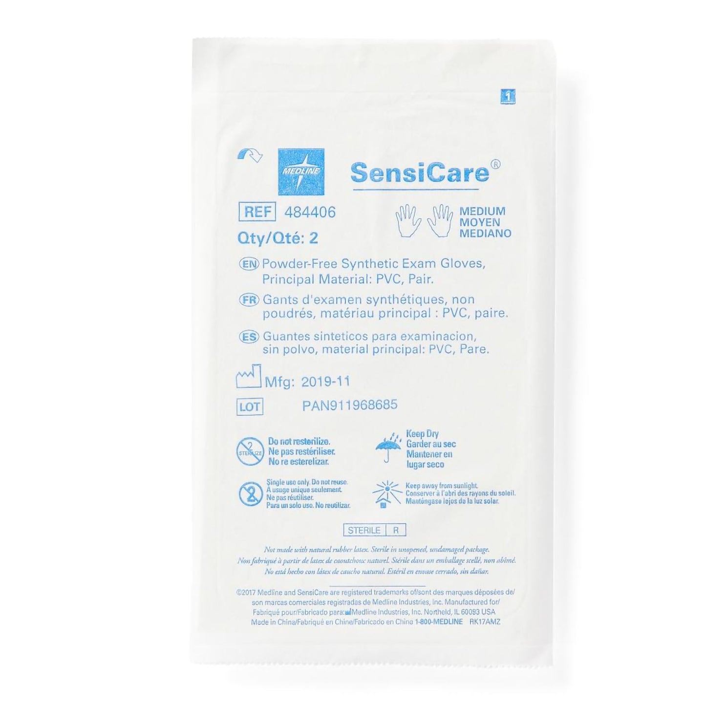 SensiCare® Stretch Vinyl Exam Glove, Medium, Beige
