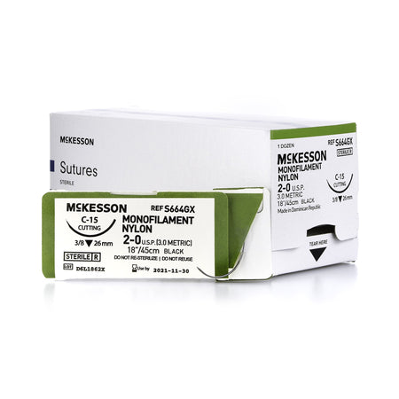 McKesson S664GX Nonabsorbable Suture with Needle, C-15 Reverse Cutting Monofilament