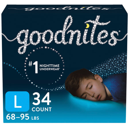 Kimberly-Clark 53359 Goodnites Boys Heavy Absorbency Nighttime Underwear, Large