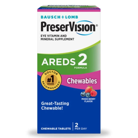 Bausch & Lomb 32420869763 + Lomb PreserVision AREDS 2 Chewables, Mixed Berry Flavor