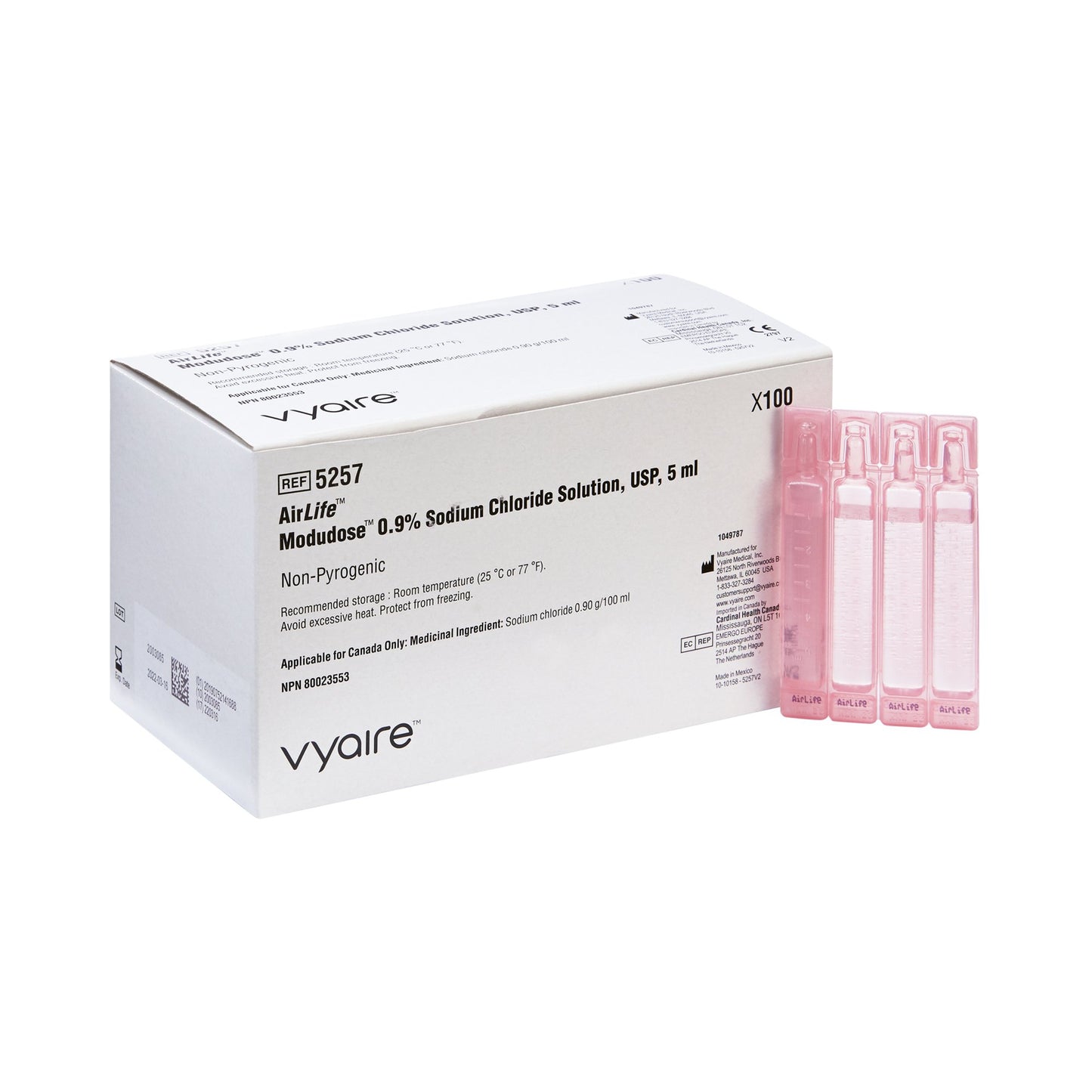 AirLife™ Modudose Respiratory Therapy Solution, 0.9% Sodium Chloride, Sterile, 5 mL Unit Dose Vial