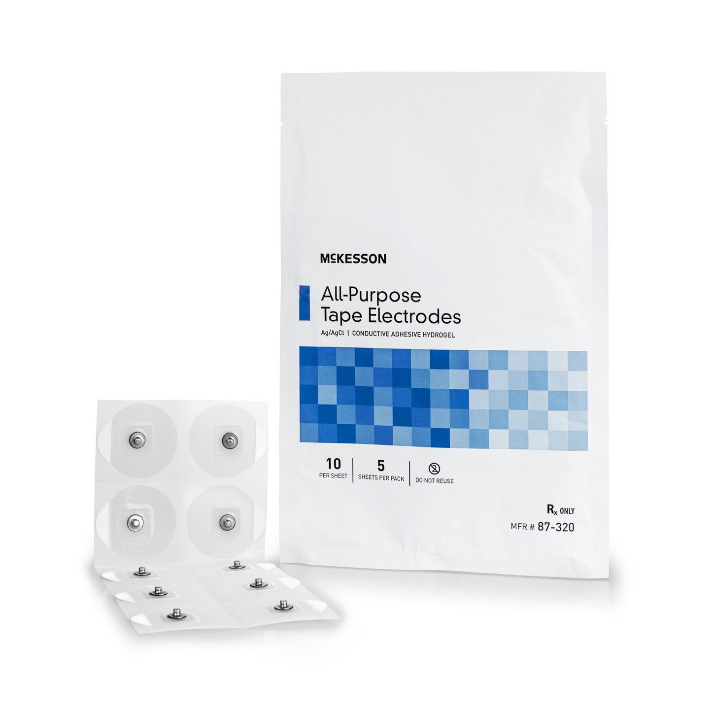 ECG Monitoring Electrode McKesson Snap Connector Conductive Adhesive Gel Tape Backing Adult Non-Radiolucent 50 per Pack