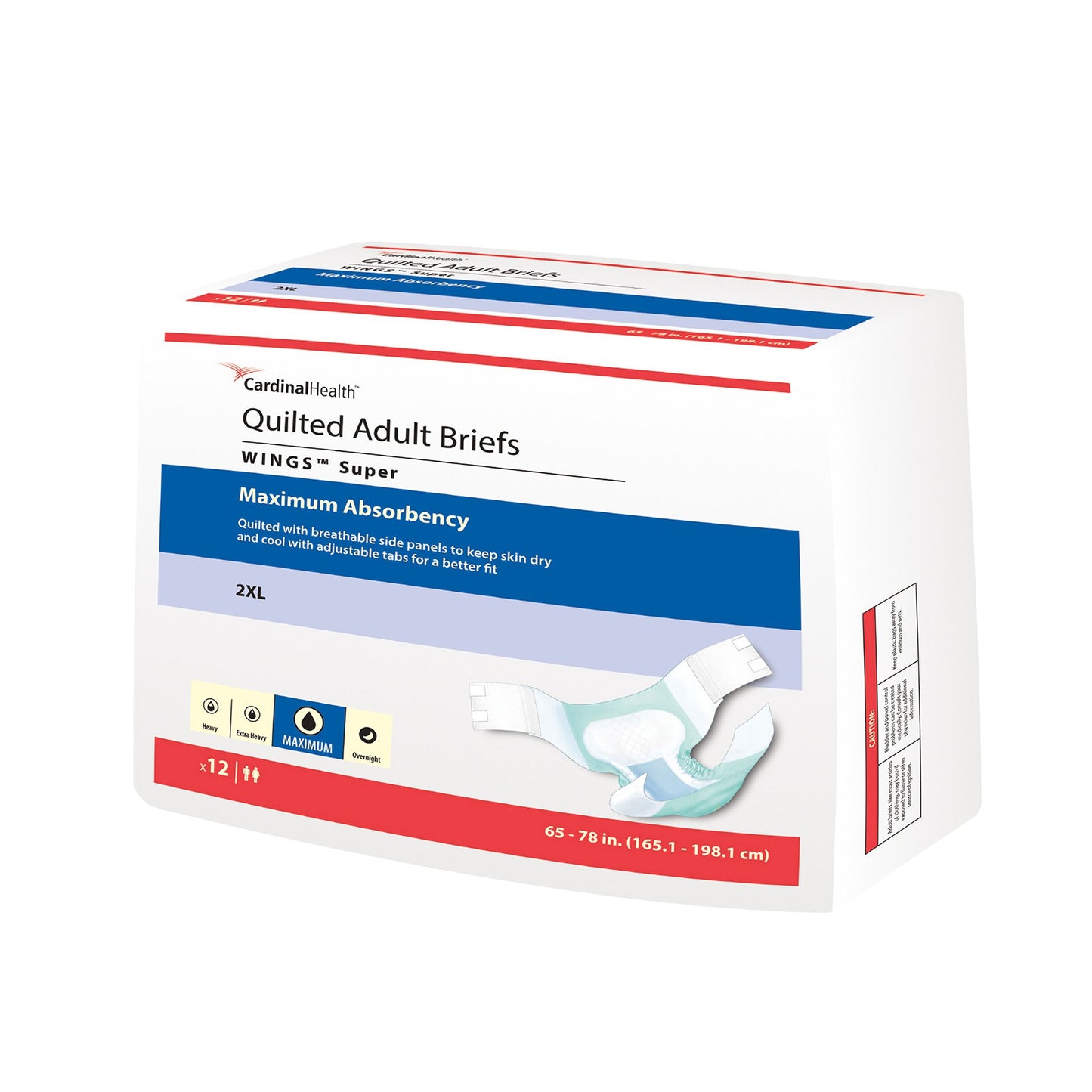 Cardinal 67093 Wings™ Super Maximum Absorbency Incontinence Brief, 2X-Large
