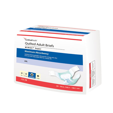 Cardinal 67093 Wings Super Maximum Absorbency Incontinence Brief, 2X-Large