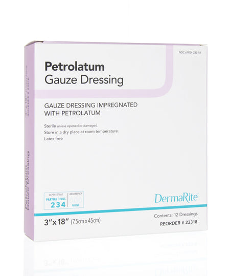DermaRite 23318 Petrolatum Impregnated Dressing, 3 x 18 Inch