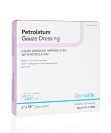 DermaRite® Petrolatum Impregnated Dressing, 3 x 18 Inch