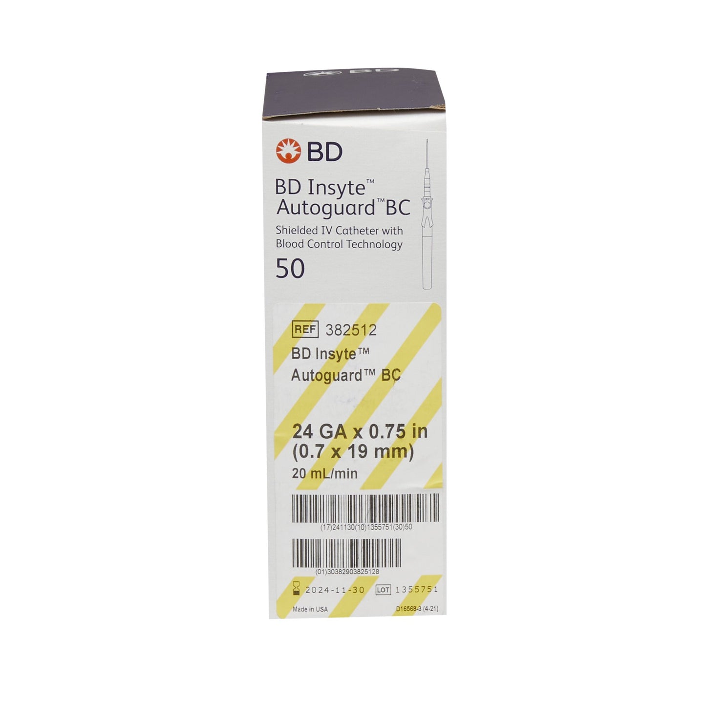Insyte™ Autoguard™ Peripheral IV Catheter, 24 Gauge