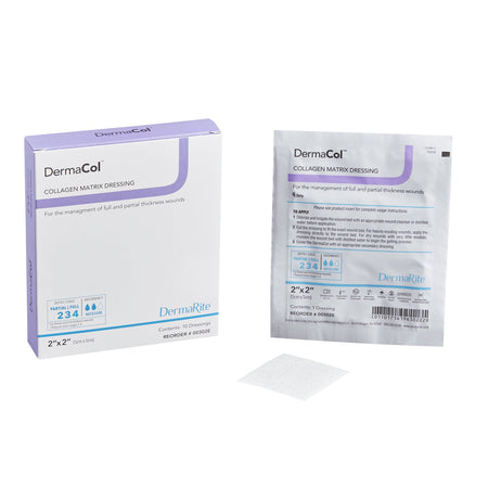 Dermarite DermaCol collagen matrix dressings 2x2 10 count box item 00302E