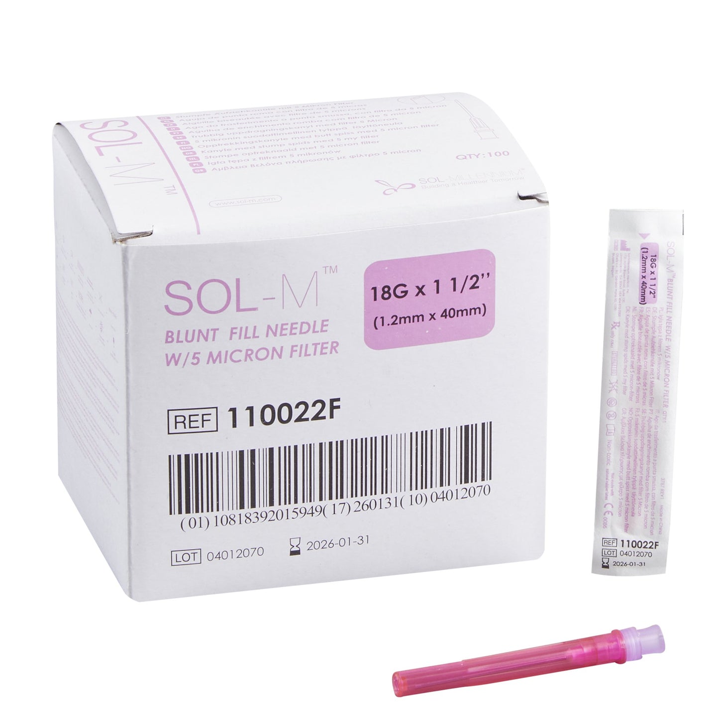 Blunt Fill Needle SOL-M™ 18 Gauge Blunt