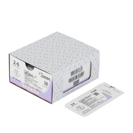 Ethicon J269H Coated Vicryl Polyglactin 910 Absorbable Suture with Needle, Taper Point Braided