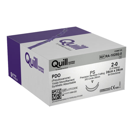 Surgical Specialties RA-1028Q-0 Quill Polydioxanone Absorbable Barbed Suture with Needle