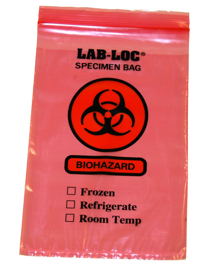 Elkay Plastics LAB20609RE Lab-Loc Specimen Transport Bag, Document Pouch, Zip Close, Red Tinted, 6 x 9"