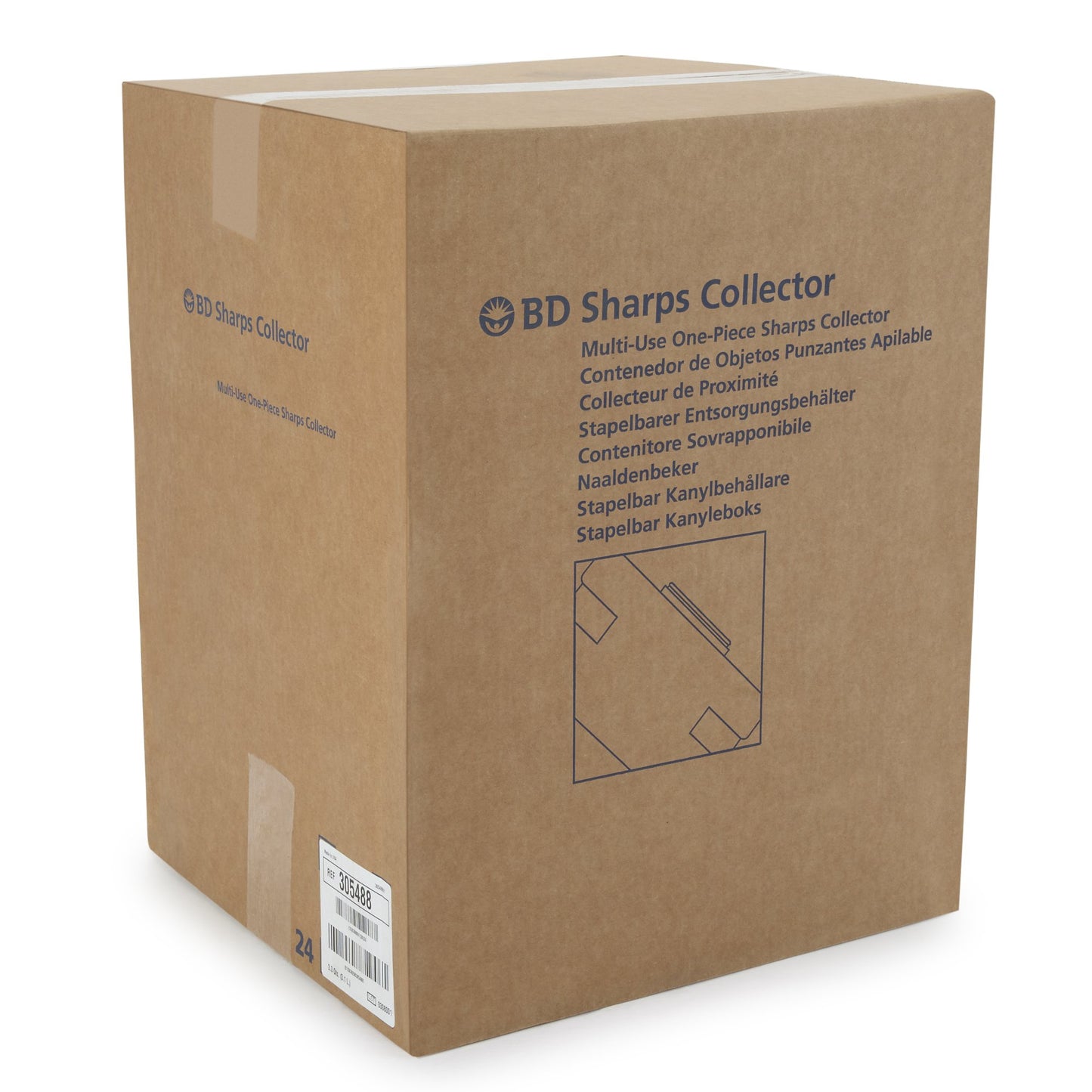 Becton Dickinson Red Sharps Container, 3.3 Quart, 5.3 x 9.1 x 5 Inch