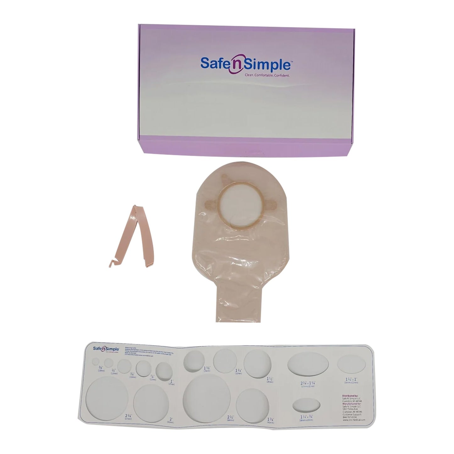 Ostomy Pouch Safe n Simple™ Two-Piece System 9 Inch Length Without Barrier Drainable