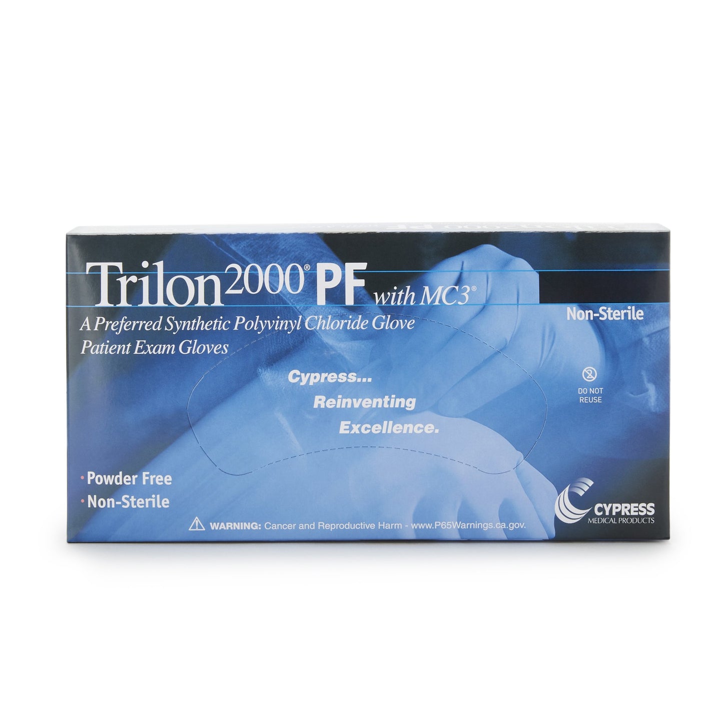 Trilon 2000® PF with MC3® Stretch Vinyl Exam Glove, Large, Ivory