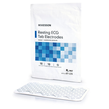 McKesson 87-225 ECG Resting Electrode Tab Connector Conductive Adhesive Gel Adult Non-Radiolucent 10 per Pack