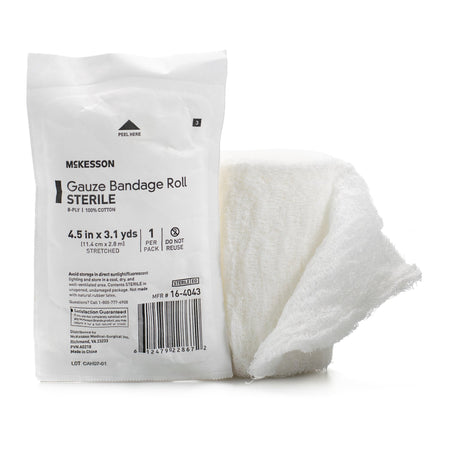 McKesson 16-4043 Sterile Fluff Bandage Roll, 4-1/2 Inch x 3-1/10 Yard, 8-Ply