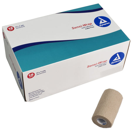 Dynarex 3190 Sensi-Wrap Self-adherent Closure Cohesive Bandage, 4 Inch x 5 Yard